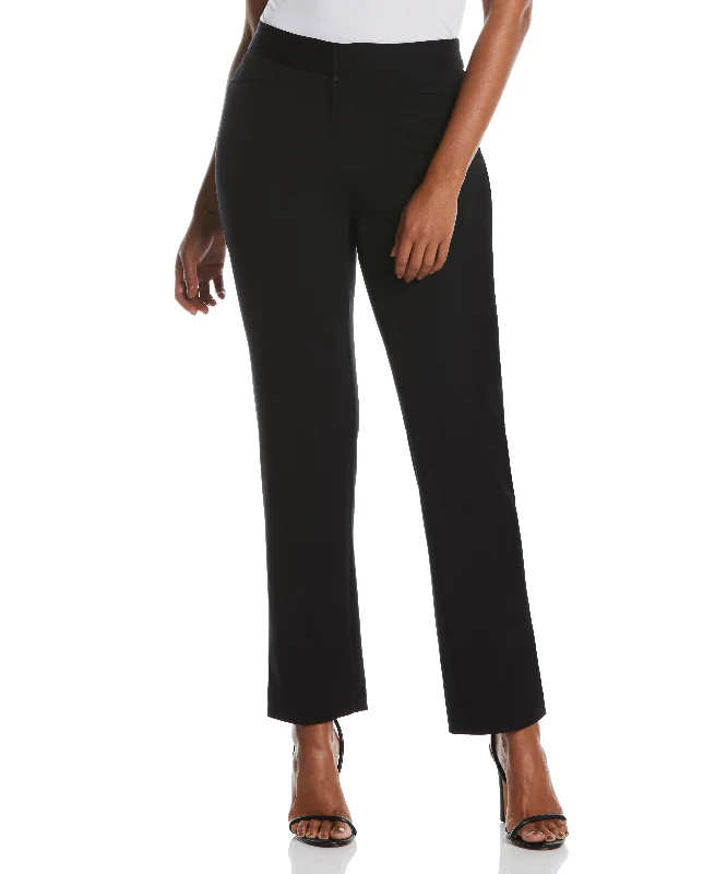 Gabardine Straight Leg Pant - Curvy Fit Trendy Velvet Pants