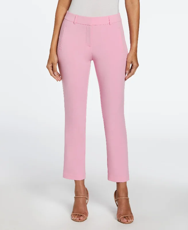 Classic Fit Clean Straight Leg Ankle Pant Elegant High-Waist Pants