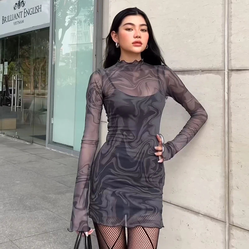 Wjczt Sexy Dress Women Two Piece Set Mesh See Through Slim Party Strap Mini Dress Fashion Casual Summer Elegant Clubwear Long Sleeves Fashionable Button-Front Mini Dress Wjczt Sexy Dress Women Two Piece Set Mesh See Through Slim Party Strap Mini Dress Fashion Casual Summer Elegant Clubwear Long Sleeves Fashionable Button-Front Mini Dress