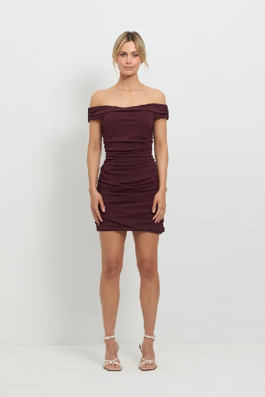 Pasduchas Scorched Mini Dress - Cherry Stylish Puff Sleeve Mini Dress
