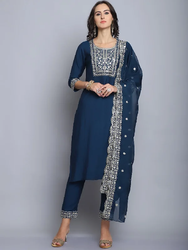 Indian Fashion Women Embroidery Straight Morepeach Kurta And Pant set with Dupatta Trendy Wide-Legged Trousers Indian Fashion Women Embroidery Straight Morepeach Kurta And Pant set with Dupatta Trendy Wide-Legged Trousers