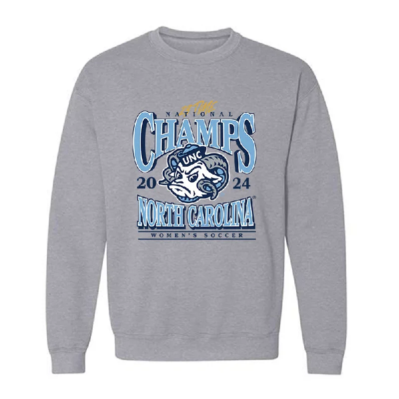 UNC - NCAA Women's Soccer : Kate Faasse - Vintage Gray Championship Crewneck Sweatshirt Hoodie with Hem Lace Feminine Delicate UNC - NCAA Women's Soccer : Kate Faasse - Vintage Gray Championship Crewneck Sweatshirt Hoodie with Hem Lace Feminine Delicate