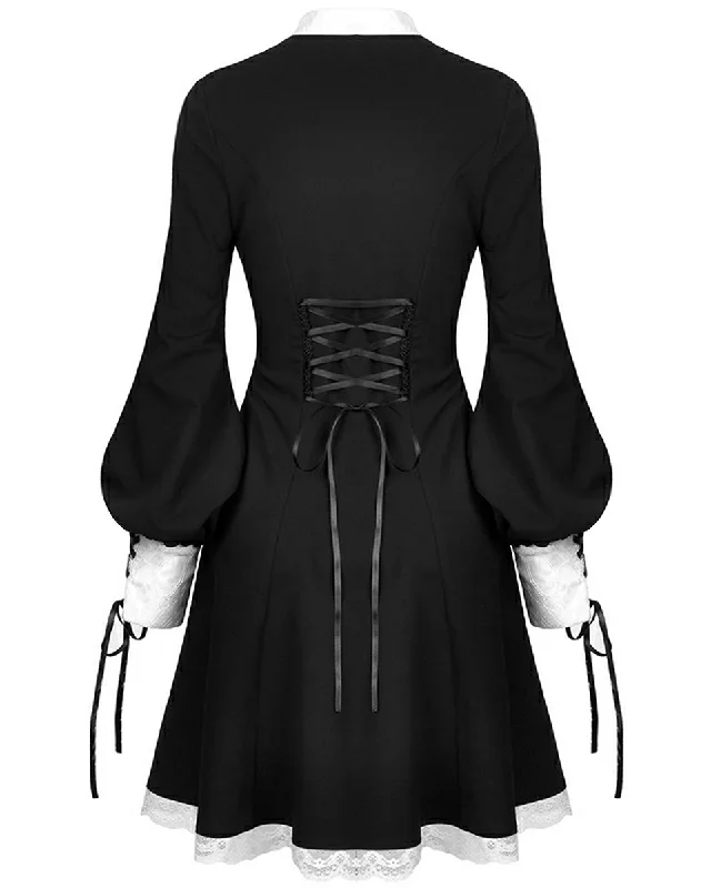 Dark In Love Bellyse Gothic Mini Dress - Black & White Lace Elegant Satin Mini Dress Dark In Love Bellyse Gothic Mini Dress - Black & White Lace Elegant Satin Mini Dress