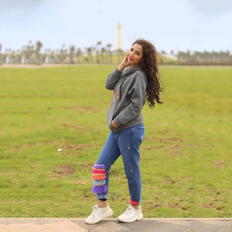 Rainbow Jean Pants - Modern Artisanal Weaving Chic Wool Trousers