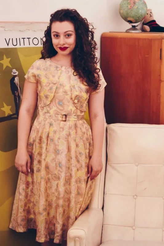 Dolores 50s Mustard & Beige Dress Tunics Versatile all-occasion