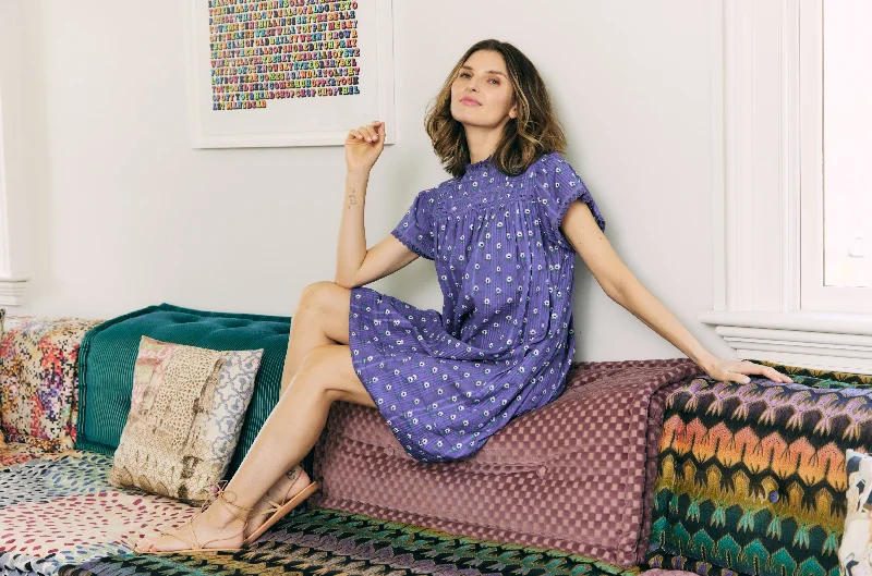 Rosie Dress - Navy Seersucker Tunics Fashionable chic
