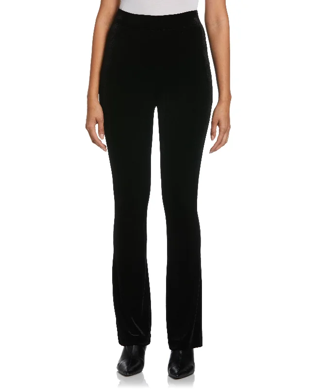 High Waist Velvet Boot Cut Pant Classic Stretch Pants