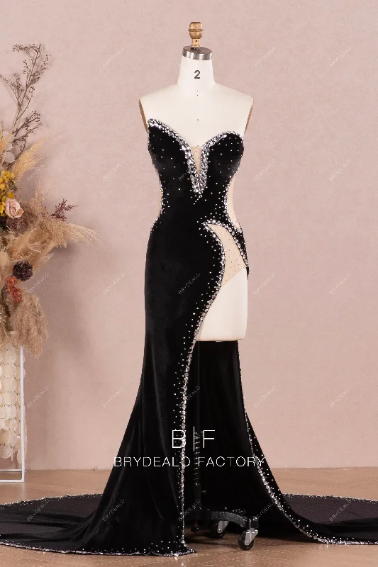 Black Asymmetric Plunging Cutout Sparkly Prom Unique Evening Dress Tunics Seasonal trendy Black Asymmetric Plunging Cutout Sparkly Prom Unique Evening Dress Tunics Seasonal trendy