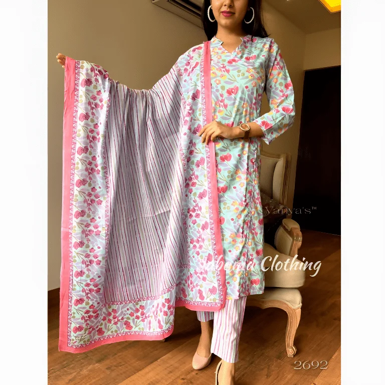 Aastha Fashion Women's Printed Cotton Multi Blue Kurti With Pant And Dupatta By Srf Jaipur Comfy Athletic Pants Aastha Fashion Women's Printed Cotton Multi Blue Kurti With Pant And Dupatta By Srf Jaipur Comfy Athletic Pants