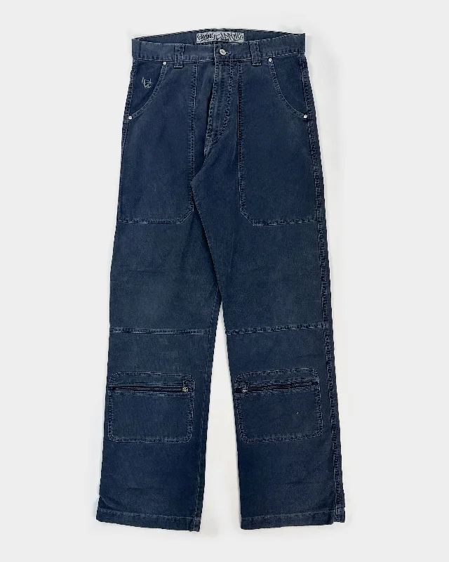 Energie Navy Blue Cargo Pants 1990's Warm Wool Trousers