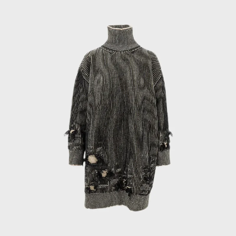 KNITTED OVERSIZED MINI DRESS Casual High-Waist Mini Dress