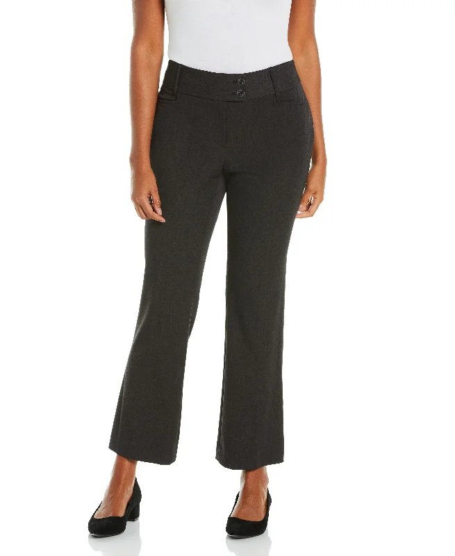 Petite Gabardine Bootcut Pant Short - Curvy Fit Formal Linen Trousers