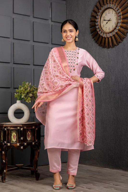 NOZ2TOZ Women's Viscose Yoke Design Solid Straight Kurta Pant With Dupatta - Baby Pink High-Waist Jogger Pants NOZ2TOZ Women's Viscose Yoke Design Solid Straight Kurta Pant With Dupatta - Baby Pink High-Waist Jogger Pants