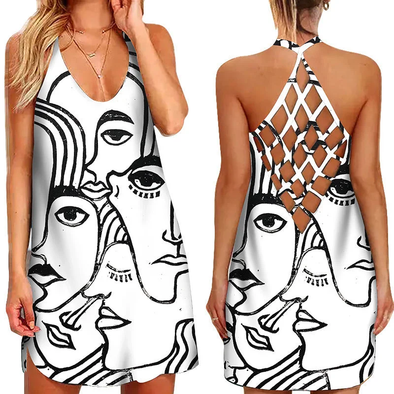 Wjczt Fun Geometric Graphic Mini Dresses for Women's Clothing 2022 Summer Casual Loose Sexy Sleeveless O-Neck Beach Sundress Ladies Comfortable Smocked Mini Dress Wjczt Fun Geometric Graphic Mini Dresses for Women's Clothing 2022 Summer Casual Loose Sexy Sleeveless O-Neck Beach Sundress Ladies Comfortable Smocked Mini Dress