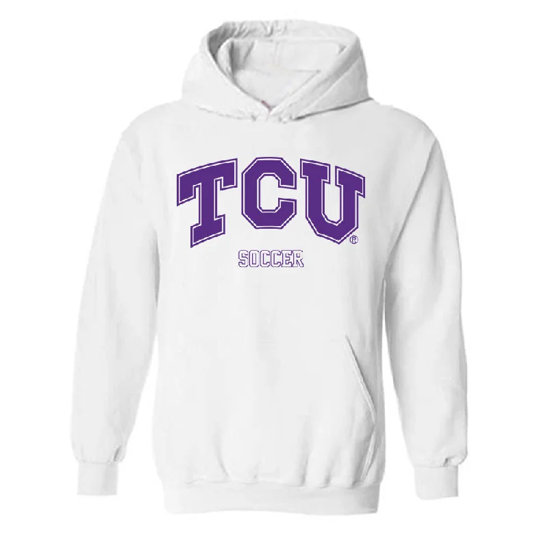 TCU - NCAA Women's Soccer : Bella Diorio - Hooded Sweatshirt Classic Shersey Hoodie with Hem Raw Edge Edgy Unfinished TCU - NCAA Women's Soccer : Bella Diorio - Hooded Sweatshirt Classic Shersey Hoodie with Hem Raw Edge Edgy Unfinished
