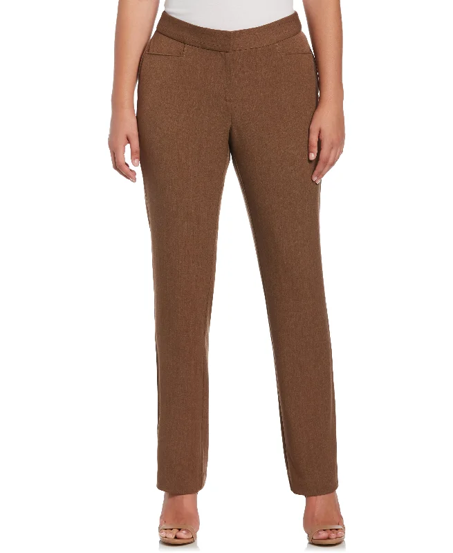 Gabardine Straight Leg Pant - Curvy Fit Classic Pleated Pants