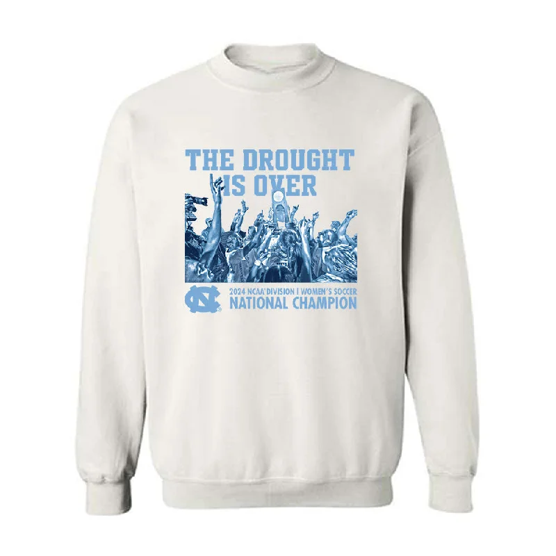 UNC - NCAA Women's Soccer : Alexa Wojnovich - The Drought Is Over Crewneck Sweatshirt Hoodie with Velcro Closure Adjustable Secure UNC - NCAA Women's Soccer : Alexa Wojnovich - The Drought Is Over Crewneck Sweatshirt Hoodie with Velcro Closure Adjustable Secure