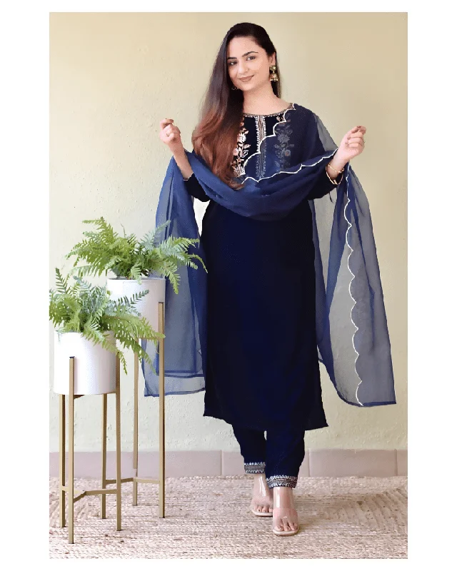 Aastha Fashion Women's Printed Velvet Blue Kurti With Pant And Dupatta By Srf Jaipur Casual Yoga Pants Aastha Fashion Women's Printed Velvet Blue Kurti With Pant And Dupatta By Srf Jaipur Casual Yoga Pants