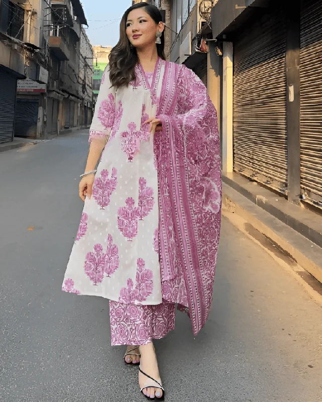 Aastha Fashion Women's Printed Cotton Pink Kurti With Pant And Dupatta By Srf Jaipur Stylish Elastic Waist Pants Aastha Fashion Women's Printed Cotton Pink Kurti With Pant And Dupatta By Srf Jaipur Stylish Elastic Waist Pants
