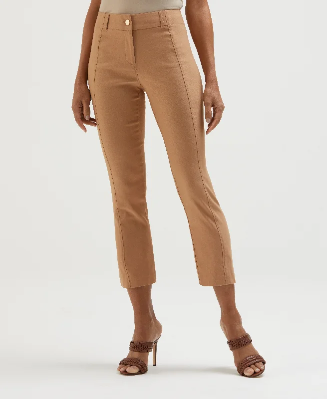 Satin Luxe Straight Leg Crop Pant Chic Wool Trousers