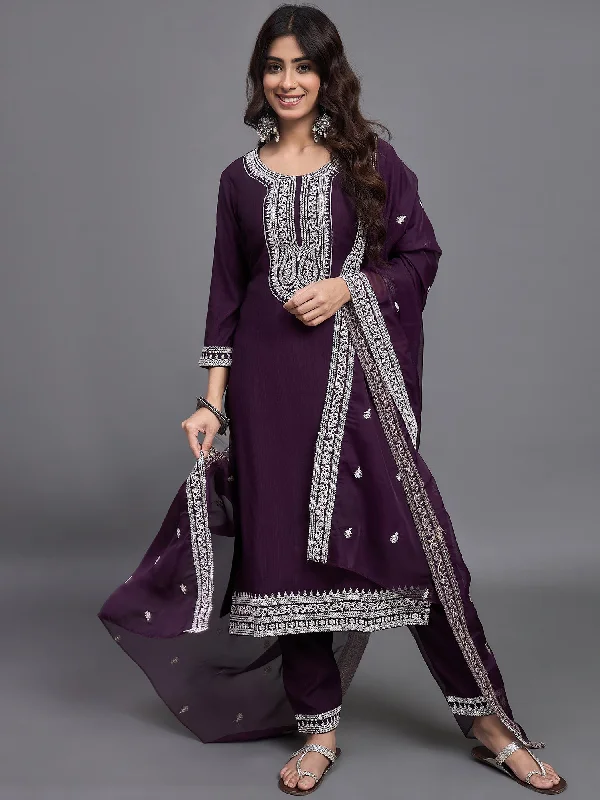 Indian Fashion Women Embroidery A-Line Kurta And Pant set with Dupatta Cozy Fitted Pants Indian Fashion Women Embroidery A-Line Kurta And Pant set with Dupatta Cozy Fitted Pants