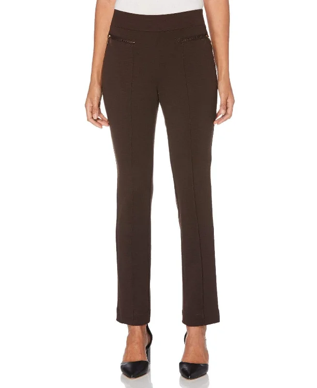 Petite Ponte Knit Slim Leg Pant - Comfort Fit Comfortable Fleece Pants