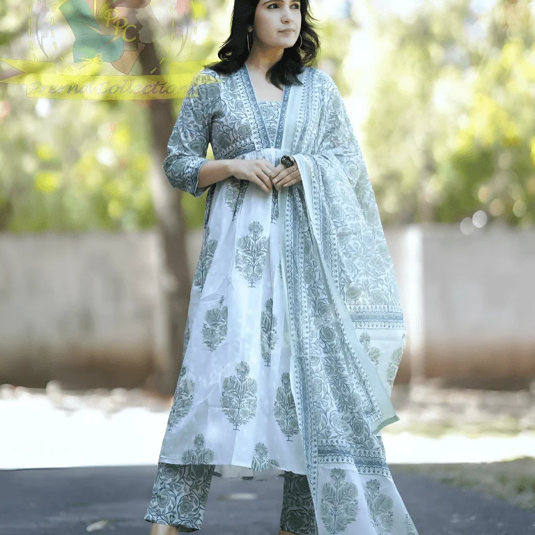 Aastha Fashion Women's Printed Cotton Silk Blue Rama Kurti With Pant And Dupatta By Srf Jaipur Fashionable Sporty Pants Aastha Fashion Women's Printed Cotton Silk Blue Rama Kurti With Pant And Dupatta By Srf Jaipur Fashionable Sporty Pants