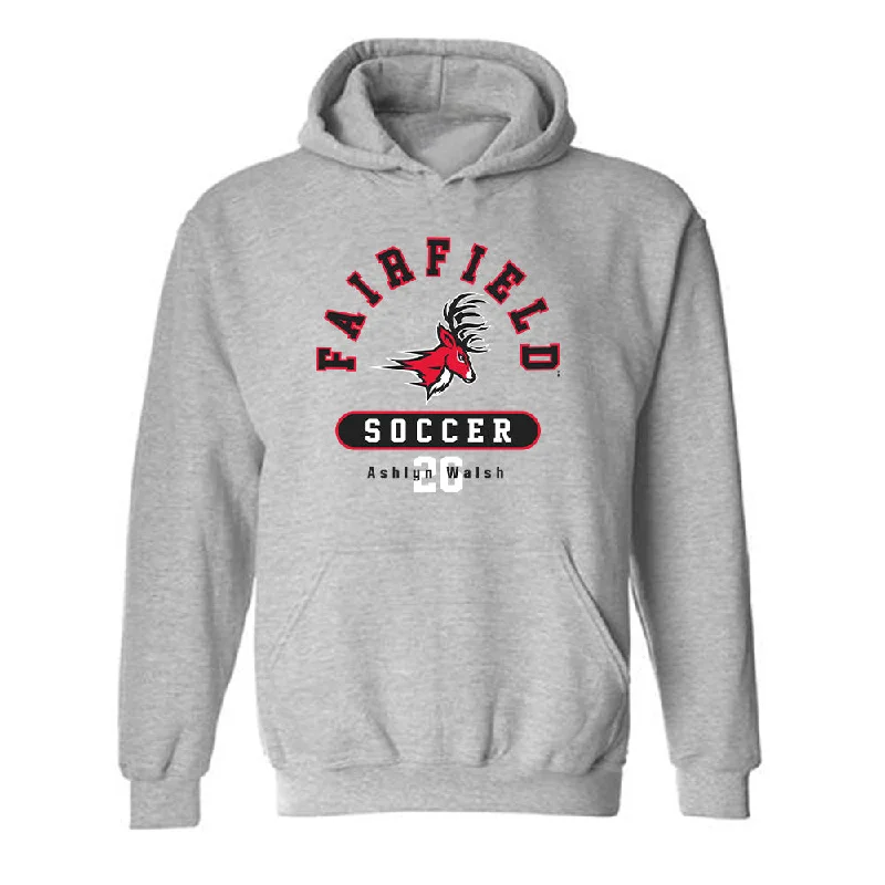 Fairfield - NCAA Women's Soccer : Ashlyn Walsh - Classic Fashion Shersey Hooded Sweatshirt Hoodie with V-Neck Classic Versatile Fairfield - NCAA Women's Soccer : Ashlyn Walsh - Classic Fashion Shersey Hooded Sweatshirt Hoodie with V-Neck Classic Versatile