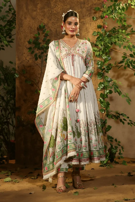 Aastha Fashion Women's Printed Cotton Blue White Kurti With Pant And Dupatta By Srf Jaipur Relaxed Fit Trousers Aastha Fashion Women's Printed Cotton Blue White Kurti With Pant And Dupatta By Srf Jaipur Relaxed Fit Trousers