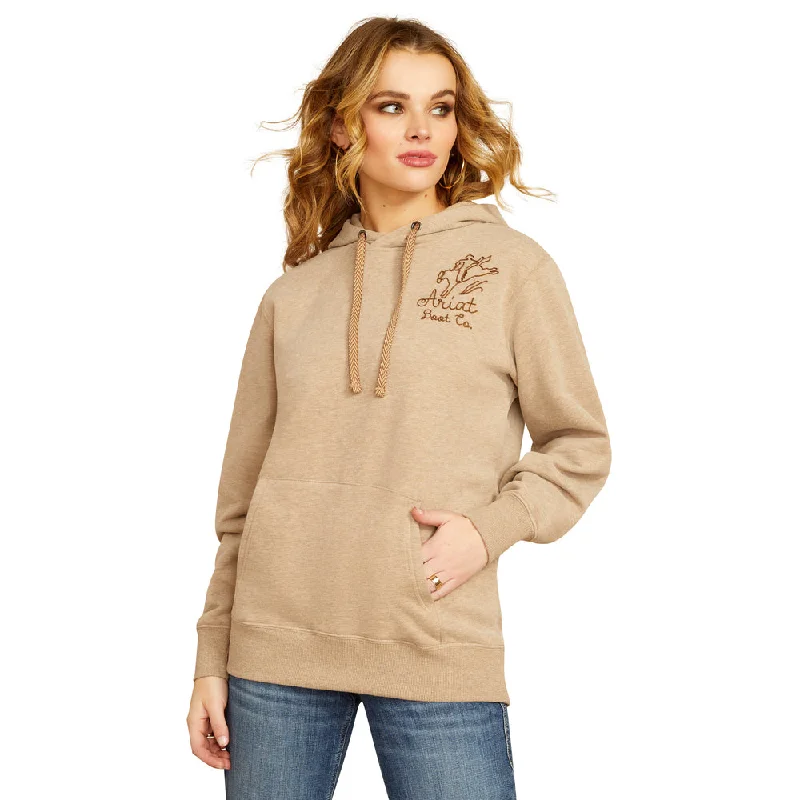 Women's Ariat Bronco Stitch Hoodie 10052408 Hoodie with Hem Applique Textured Unique Women's Ariat Bronco Stitch Hoodie 10052408 Hoodie with Hem Applique Textured Unique
