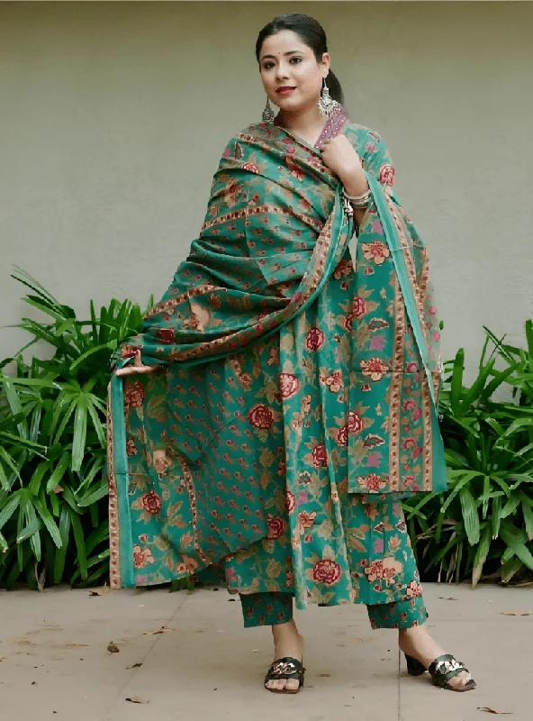 Aastha Fashion Women's Printed Cotton Green Kurti With Pant And Dupatta By Srf Jaipur Relaxed Lounge Trousers Aastha Fashion Women's Printed Cotton Green Kurti With Pant And Dupatta By Srf Jaipur Relaxed Lounge Trousers