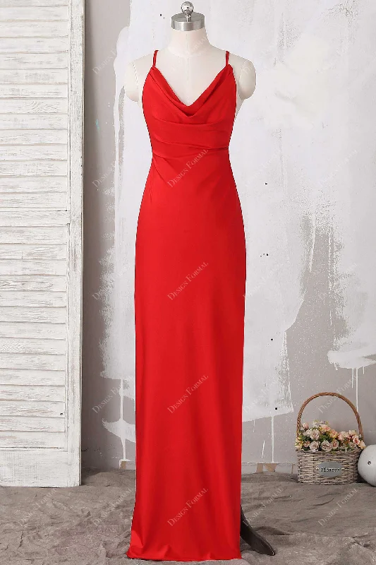 Red Jersey Strappy Back Floor Length Sexy Slit Evening Prom Dress Tunics Stylish modern Red Jersey Strappy Back Floor Length Sexy Slit Evening Prom Dress Tunics Stylish modern