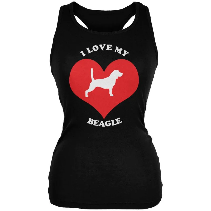 Valentines I Love My Beagle Black Juniors Soft Tank Top bold tank top