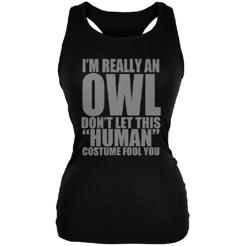 Halloween Human Owl Costume Black Juniors Soft Tank Top neon tank top