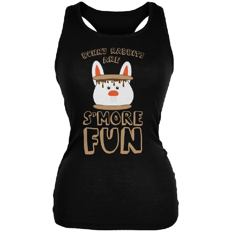 Rabbits Are S'More Fun Black Juniors Soft Tank Top white tank top