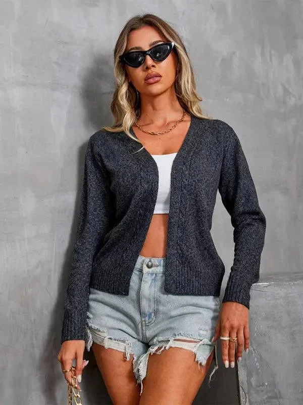 Casual Solid Cardigan Top Modern Contemporary chic