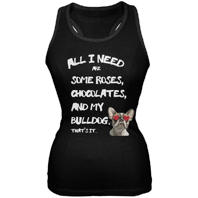 Valentine's Day - All I Need Is My French Bulldog Black Soft Juniors Tank Top white tank top Valentine's Day - All I Need Is My French Bulldog Black Soft Juniors Tank Top white tank top