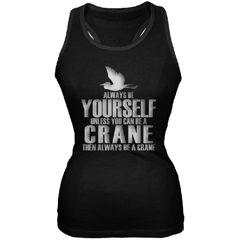 Always Be Yourself Crane Black Juniors Soft Tank Top relaxed fit tank