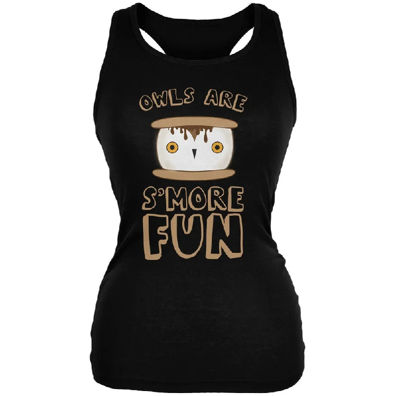 Owl Are S'More Fun Black Juniors Soft Tank Top black tank top