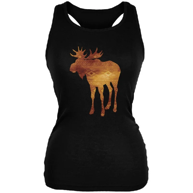 Native American Spirit Moose Black Juniors Soft Tank Top modal blend tank