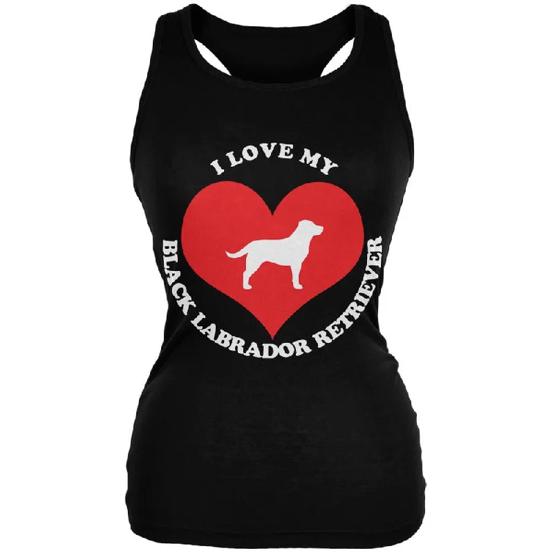 Valentines I Love My Black Lab Black Juniors Soft Tank Top baby blue tank