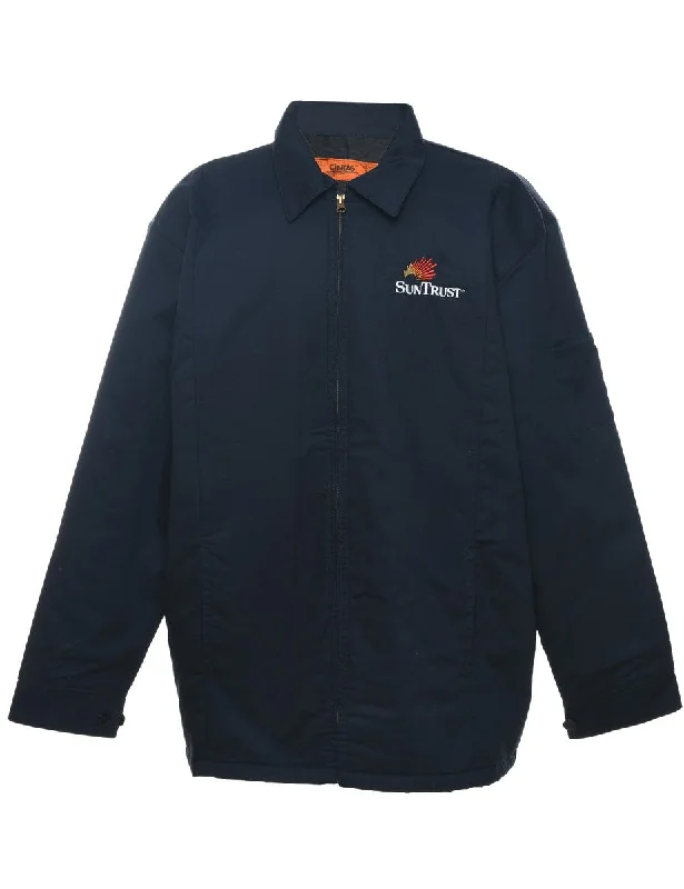 Navy Embroidered Workwear Jacket - XL Faux Fur Fabric Real Fur Fabric Shearling Fabric Navy Embroidered Workwear Jacket - XL Faux Fur Fabric Real Fur Fabric Shearling Fabric