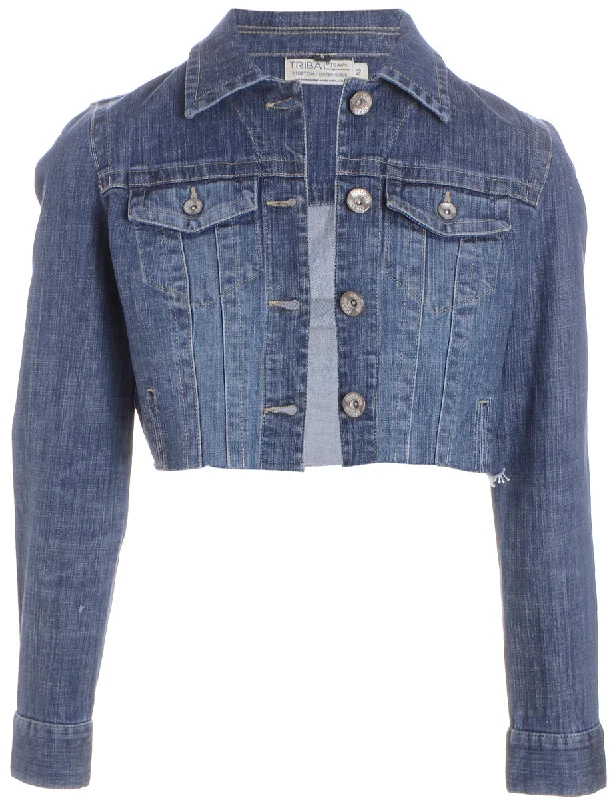 Reworked Kylie Raw Edge Cropped Denim Jacket - S V-Neck Jacket Boat Neck Jacket Square Neck Jacket Reworked Kylie Raw Edge Cropped Denim Jacket - S V-Neck Jacket Boat Neck Jacket Square Neck Jacket