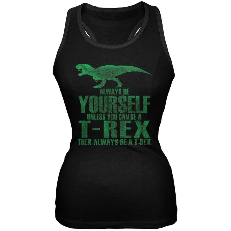 Jurassic - Always Be Yourself T-Rex Black Juniors Soft Tank Top tie dye tank