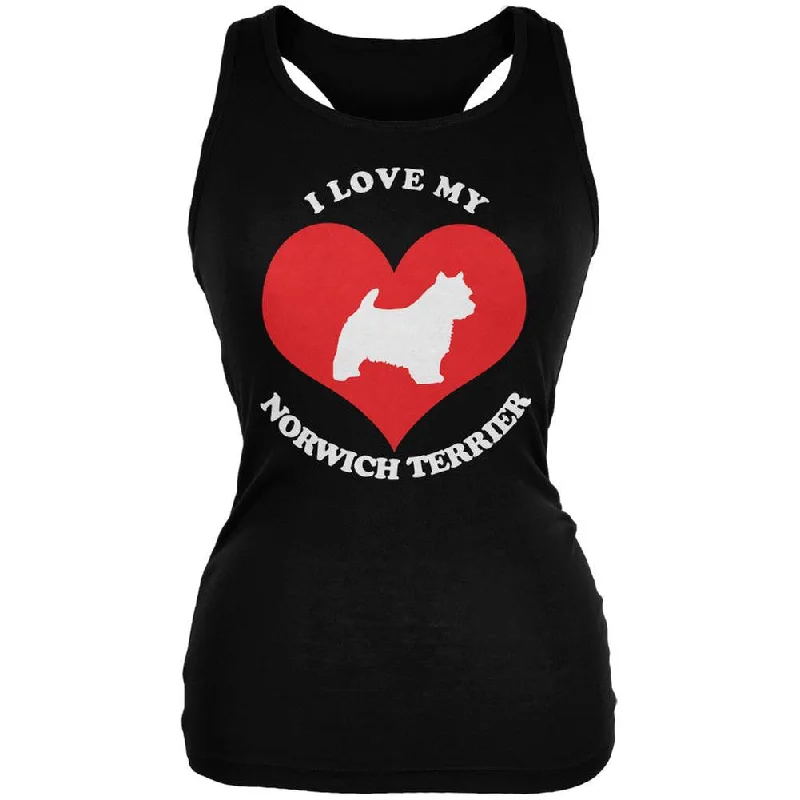 Valentines I Love My Norwich Terrier Black Juniors Soft Tank Top charcoal tank top