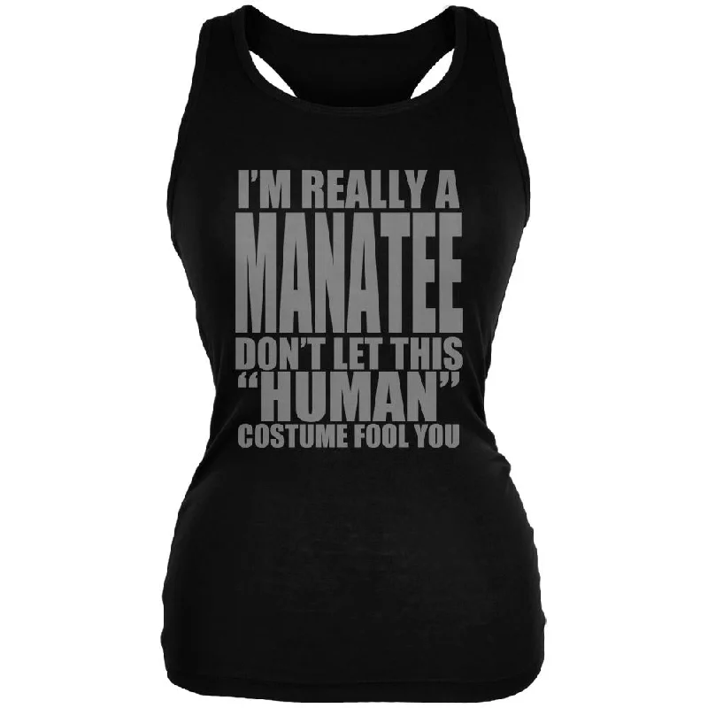 Halloween Human Manatee Costume Juniors Soft Tank Top striped tank top