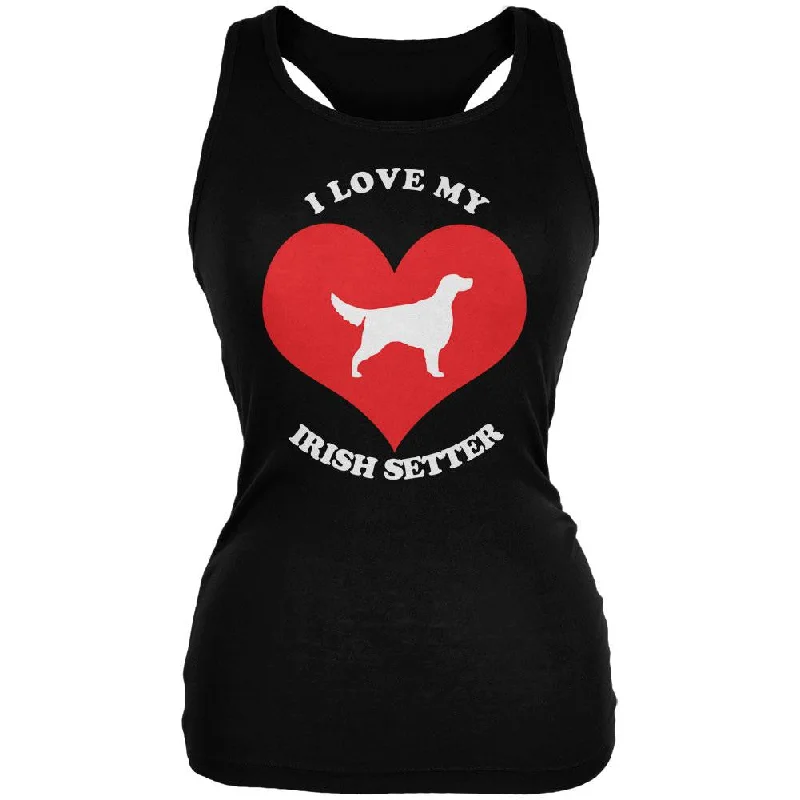 Valentines I Love My Irish Setter Black Juniors Soft Tank Top layering tank top