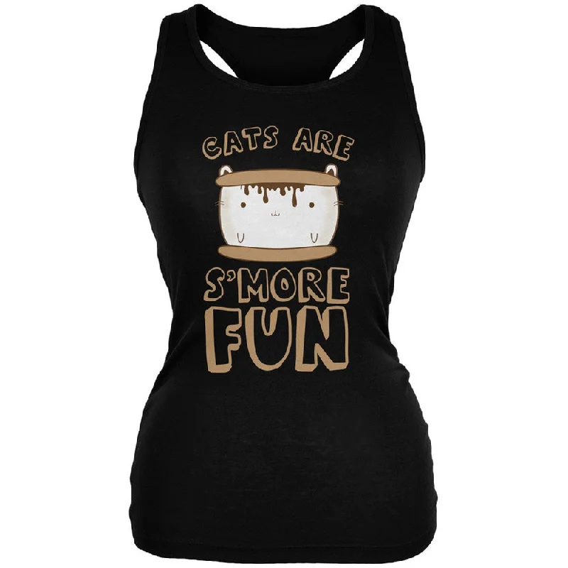 Cats Are S'More Fun Black Juniors Soft Tank Top ivory tank top