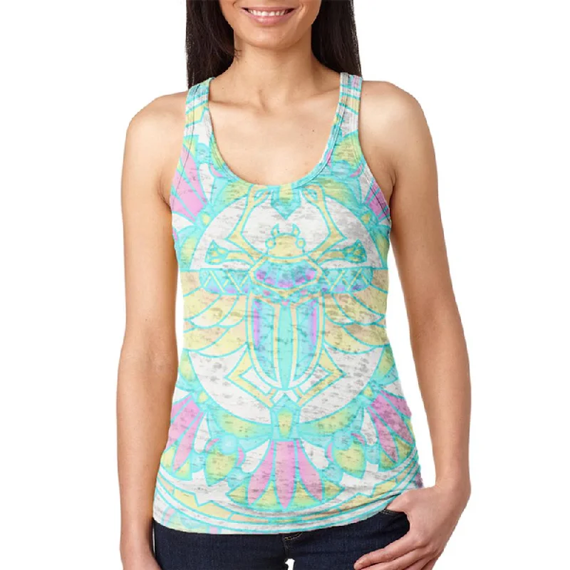 Trippy Scarab Mandala Vintage Juniors Burnout Racerback Tank Top boho tank top