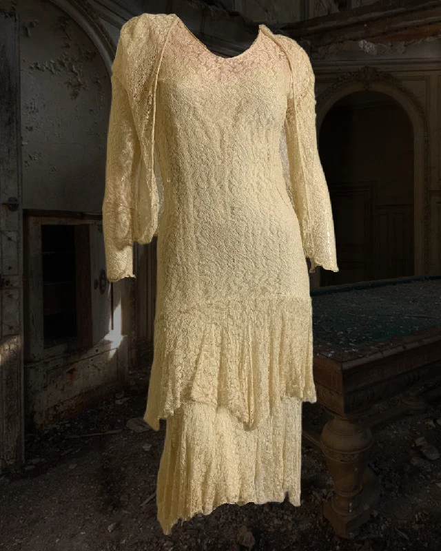 Sleeveless Lace Dress with Jacket circa 1930s Print Jacket Jacquard Jacket Patchwork Jacket Sleeveless Lace Dress with Jacket circa 1930s Print Jacket Jacquard Jacket Patchwork Jacket